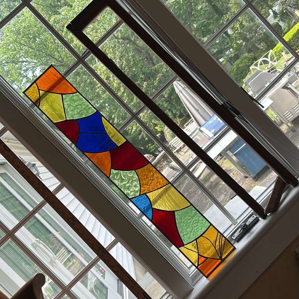 Vintage stained glass panel.  Appears to be handmade (#1)